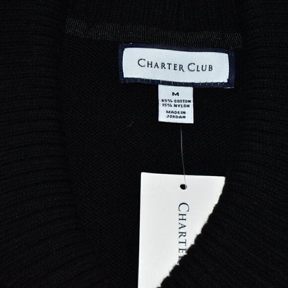 Charter Club Core Cotton Essential Long Sleeve Preppy Sweater Black Size M - Picture 3 of 8